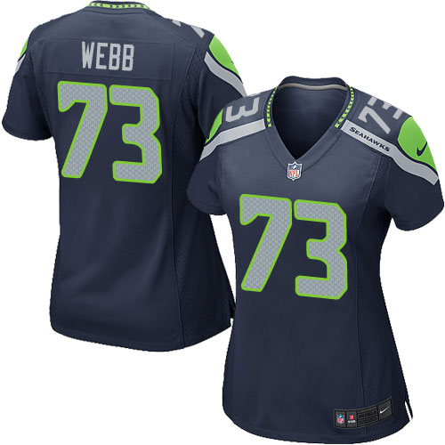 Women's Game J'Marcus Webb Nike Jersey Navy Blue Home - #73 NFL Seattle Seahawks